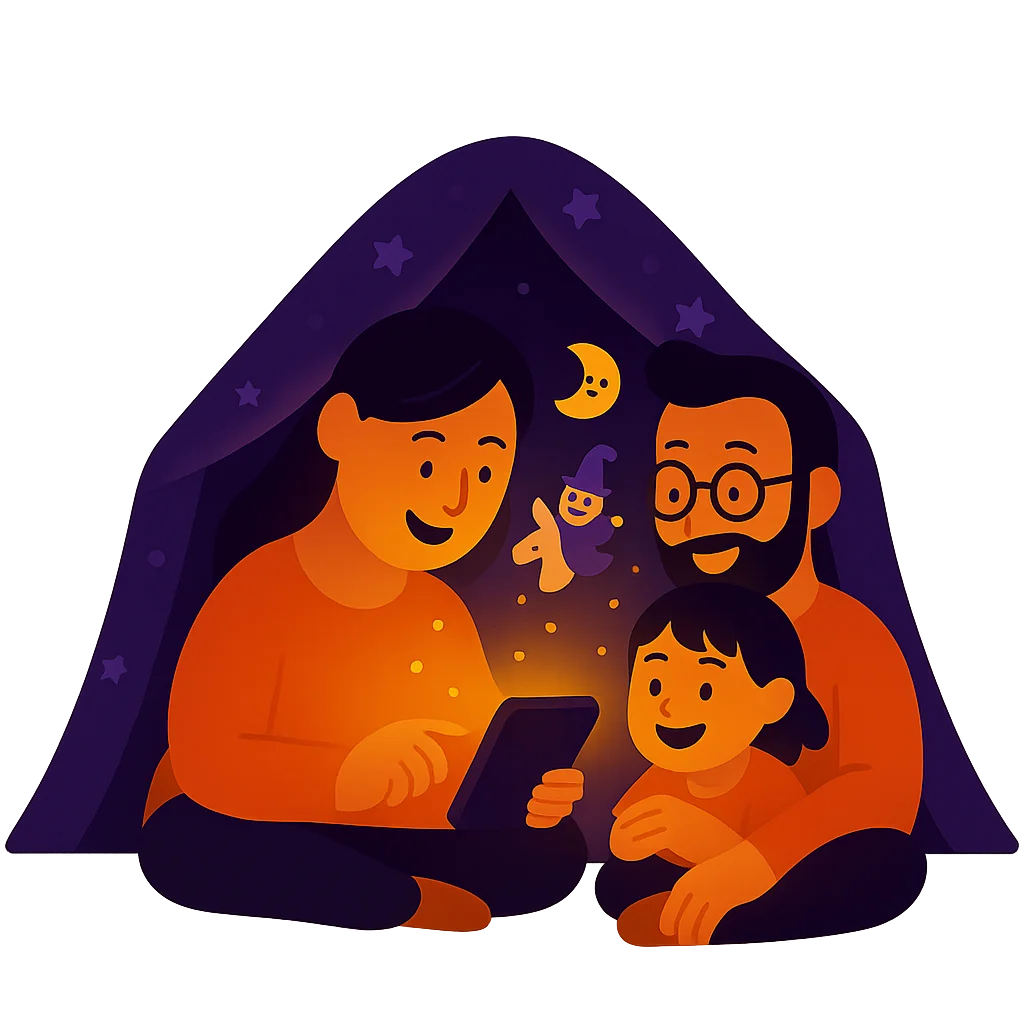 Naratale app preview showing a magical story setup screen