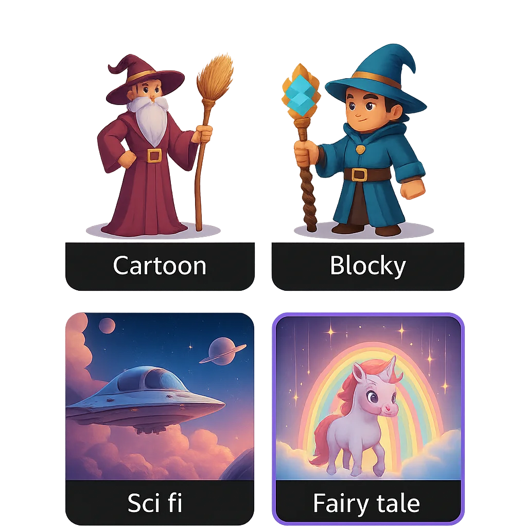 Naratale app preview with colorful storytelling artwork